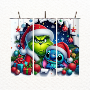 Stitch & Grinch Christmas tumbler 20 oz